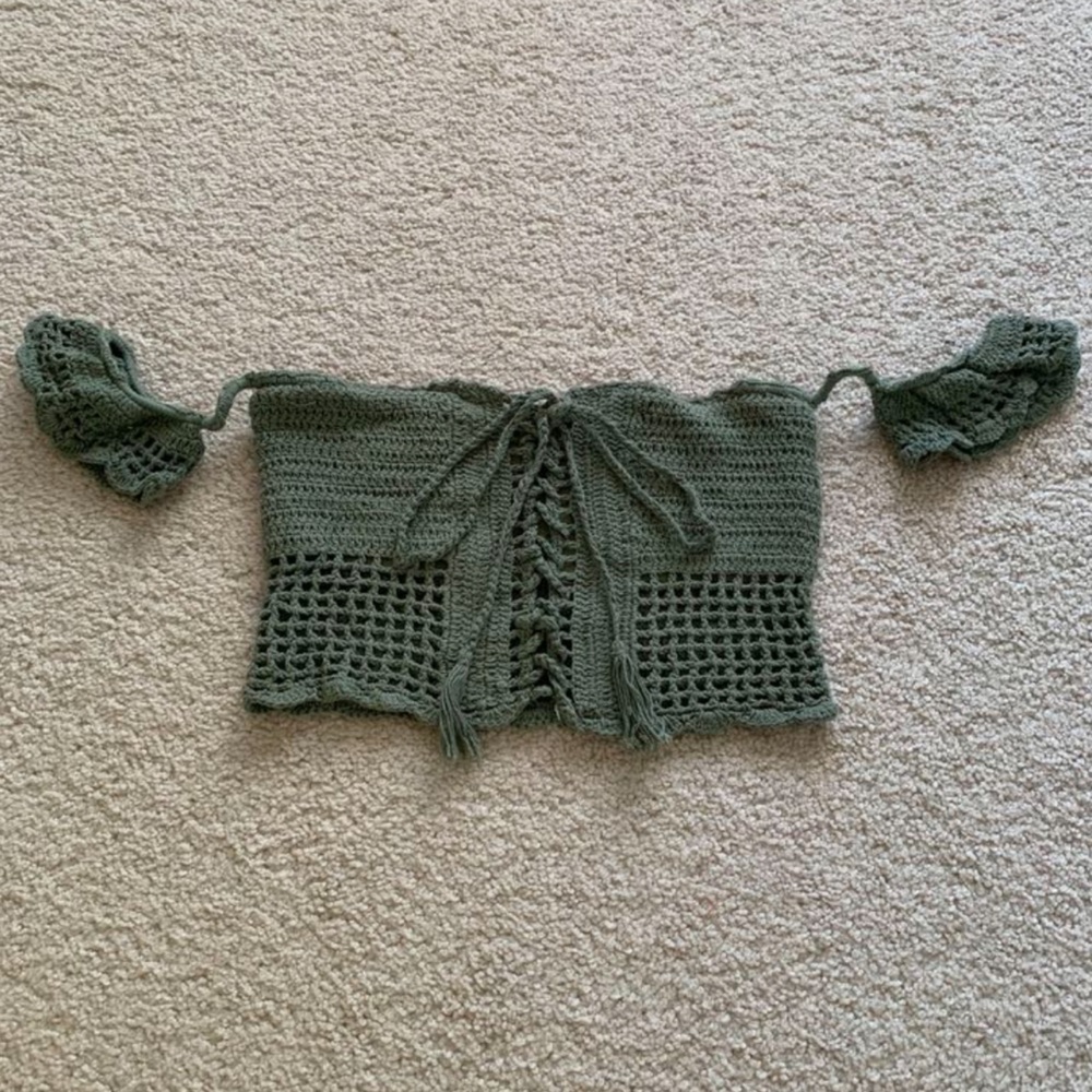 Handmade Crochet Tube Top in Olive Green